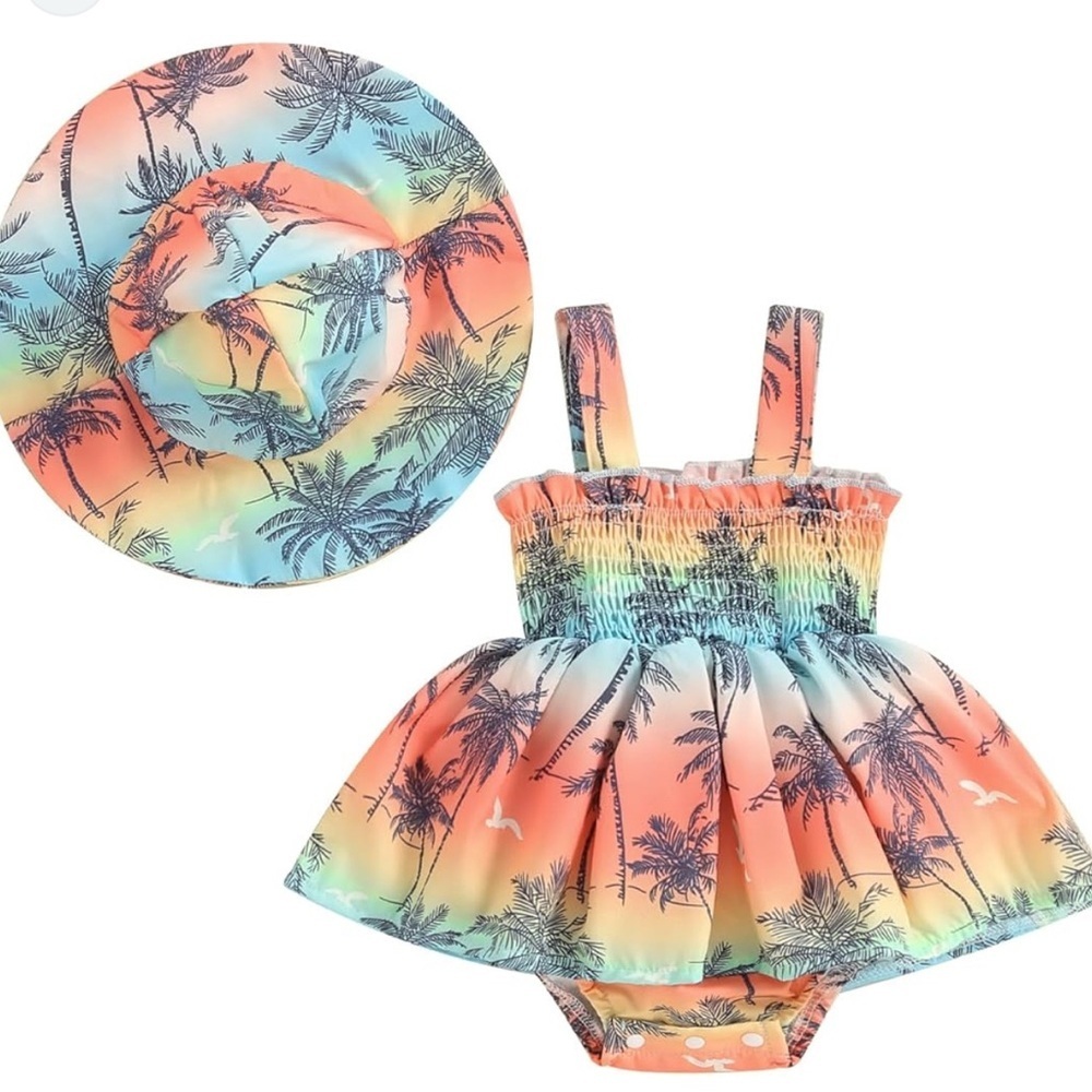 Tropical Sunset Kids Swim One Piece